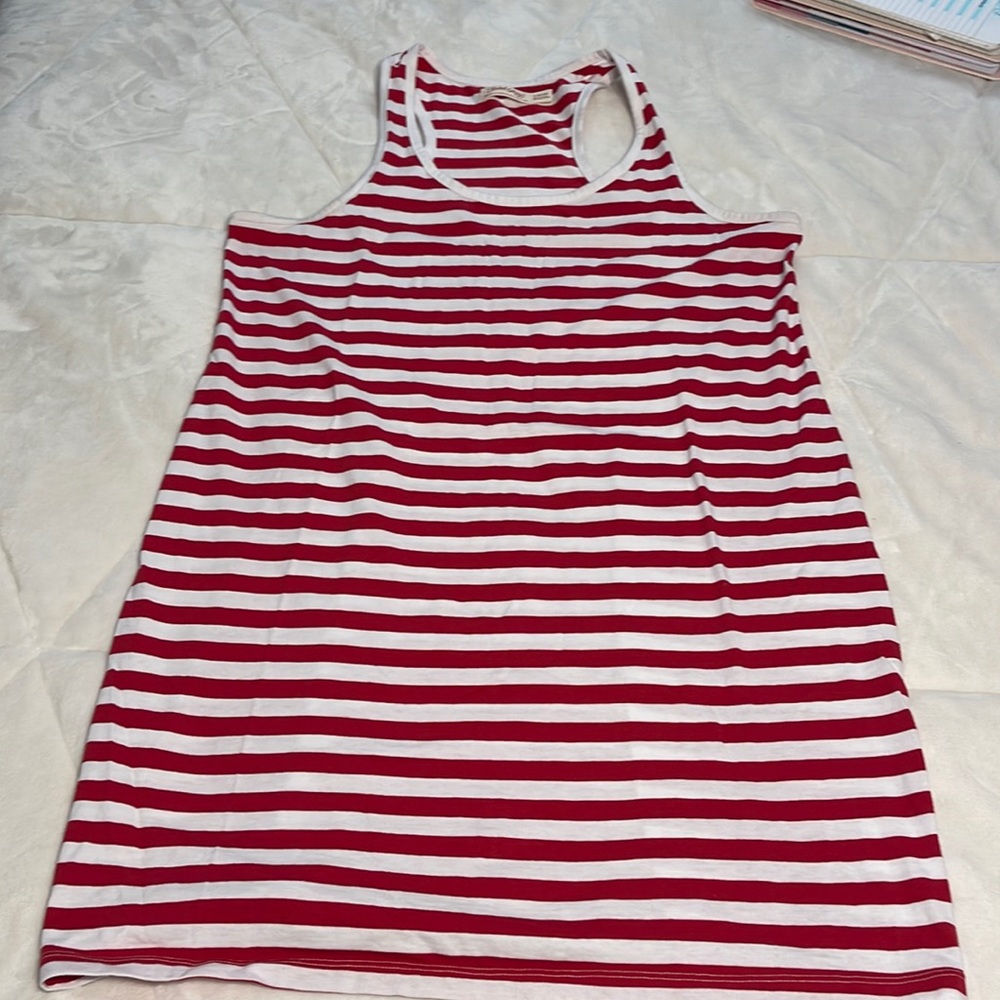 Red and white striped mini dress